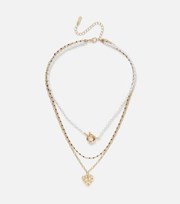 Freedom Jewellery Freedom Gold Faux Pearl Layered Heart Necklace